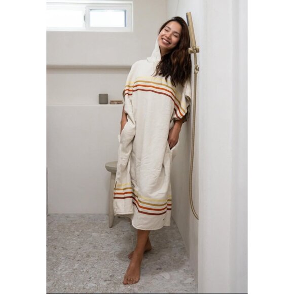 Sand Cloud Border Classic Stripe Poncho unisex One size Hoodie & Pockets Cotton - Picture 7 of 11